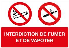 Panneau interdiction de fumer et d'utiliser la cigarette électronique