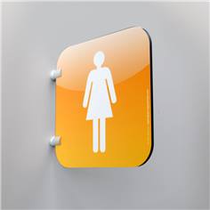 Plaque en drapeau Toilettes Femmes - Gamme Drap´Icone® - 200 x 200 mm