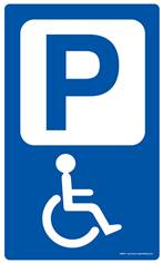 Panneau Parking fauteuil roulant - Fond bleu - H 400 x L 250 mm