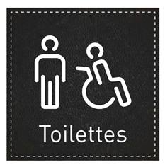 Plaque de Porte Toilettes Hommes et PMR - H110 x L110 mm - Gamme Dark cuir