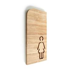 Plaque de Porte Toilettes Femmes - H 200 x Larg 97 mm - Bambou -Gamme Woody®