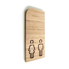 Plaque de Porte Toilettes Hommes et Femmes - H 200 x Larg 97 mm - Bambou -Gamme Woody®
