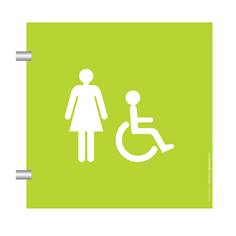 Plaque en drapeau Toilettes Femmes Handicapés - Gamme Pop Art - H170 x L170 mm