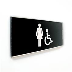 Plaque de Porte Pop Art® en plexi - Toilette Femme PMR - Relief - H70 x L170 mm