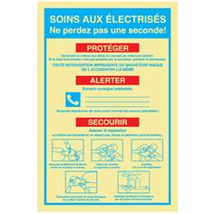 Consignes de Soins aux électrisés - PVC Photoluminescent - H 300 x L 200 mm