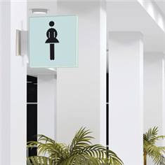 Drapeau avec picto verre trempé recto/verso - Toilettes Femmes - 200 x 200 mm - Gamme Glass