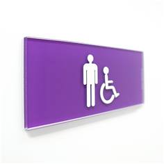 Plaque de Porte Pop Art® en plexi - Toilette Homme PMR - Relief - H70 x L170 mm