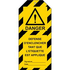 Lot de 10 étiquettes de danger défense d´enclencher tant que l´étiquette est appliquée