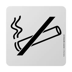 Plaque de porte aluminium brossé Picto Interdiction de fumer - 100 x 100 mm - Gamme Bross