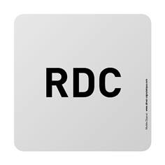 Plaque de porte aluminium brossé Texte RDC - 100 x 100 mm - Gamme Bross