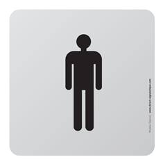 Plaque de porte aluminium brossé Picto Toilettes Hommes - 100 x 100 mm - Gamme Bross