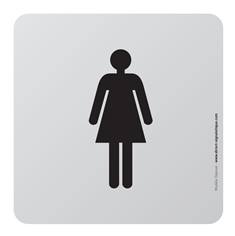 Plaque de porte aluminium brossé Picto Toilettes Femmes - 100 x 100 mm - Gamme Bross