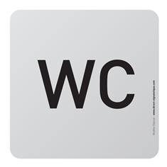 Plaque de porte aluminium brossé Texte WC - 100 x 100 mm - Gamme Bross