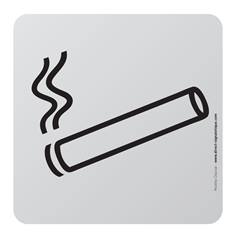 Plaque de porte aluminium brossé Picto Zone fumeurs - 100 x 100 mm - Gamme Bross