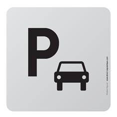 Plaque de porte aluminium brossé Picto Parking - 100 x 100 mm - Gamme Bross