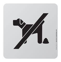 Plaque de porte aluminium brossé Picto Interdit aux chiens - 100 x 100 mm - Gamme Bross