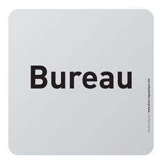 Plaque de porte aluminium brossé Texte Bureau - 100 x 100 mm - Gamme Bross