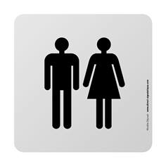 Plaque de porte aluminium brossé Picto Toilettes Hommes / Femmes - 100 x 100 mm - Gamme Bross
