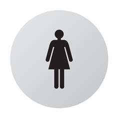 Plaque de porte aluminium brossé Picto Toilettes Femmes - Ø 83 mm - Gamme Bross