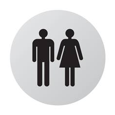 Plaque de porte aluminium brossé Picto Toilettes Hommes / Femmes - Ø 83 mm - Gamme Bross