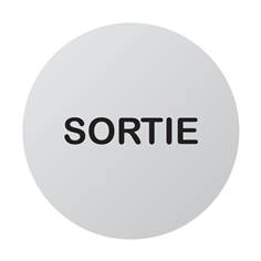 Plaque de porte aluminium brossé Texte Sortie - Ø 83 mm - Gamme Bross