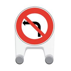 Panneau temporaire Interdiction de tourner à gauche en plastique - BK2A