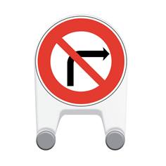 Panneau temporaire Interdiction de tourner à droite en plastique - BK2B