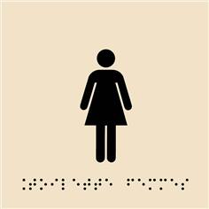 Plaque de porte picto relief - Toilettes femmes - 120 x 120 mm