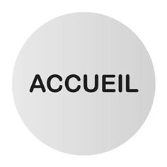 Plaque de porte aluminium brossé Texte Accueil - Ø 83 mm - Gamme Bross