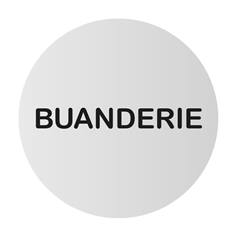 Plaque de porte aluminium brossé Texte Buanderie - Ø 83 mm - Gamme Bross
