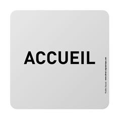 Plaque de porte aluminium brossé Texte Accueil - 100 x 100 mm - Gamme Bross
