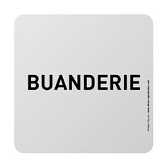 Plaque de porte aluminium brossé Texte Buanderie - 100 x 100 mm - Gamme Bross