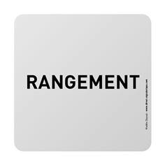 Plaque de porte aluminium brossé Texte Rangement - 100 x 100 mm - Gamme Bross