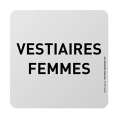 Plaque de porte aluminium brossé Texte Vesitiaires femmes - 100 x 100 mm - Gamme Bross