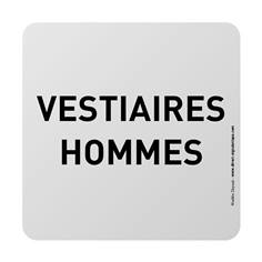 Plaque de porte aluminium brossé Texte Vesitiaires hommes - 100 x 100 mm - Gamme Bross