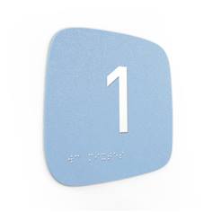 Plaque de porte Touchy® Square - Chiffre 1 - 120 x 120 mm - Relief et braille