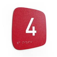 Plaque de porte Touchy® Square - Chiffre 4 - 120 x 120 mm - Relief et braille
