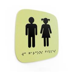 Plaque de porte Touchy® Square - WC Enfants - 120 x 120 mm - Relief et braille