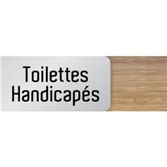 Signalétique Toilettes Handicapés en Bois et Aluminium - Gamme Wood® Dimension H 50 x L 151 mm