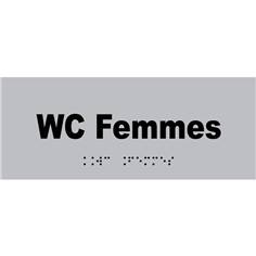 Plaque de porte texte relief - WC femmes - H 80 x L 200 mm