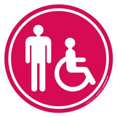Plaque de porte autocollante Picto Toilettes Homme Handicapé - Vinyle adhésif