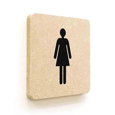 Plaque de porte carrée Picto Toilettes Femme en Bois médium - 120 x 120 - Gamme Leaf®