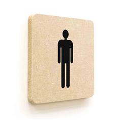 Plaque de porte carrée Picto Toilettes Homme en Bois médium - 120 x 120 - Gamme Leaf®