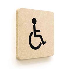 Plaque de porte carrée Picto Toilettes Handicapés en Bois médium - 120 x 120 - Gamme Leaf®