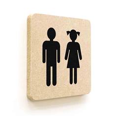 Plaque de porte carrée Toilettes Filles Garçons en Bois médium - 120 x 120 - Gamme Leaf®