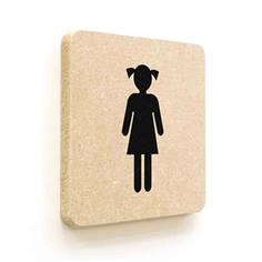 Plaque de porte carrée Toilettes Filles en Bois médium - 120 x 120 - Gamme Leaf®