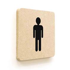Plaque de porte carrée Toilettes Garçons en Bois médium - 120 x 120 - Gamme Leaf®