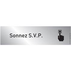 Plaque de porte Plexiglas Sonnez S.V.P. - Classique argent