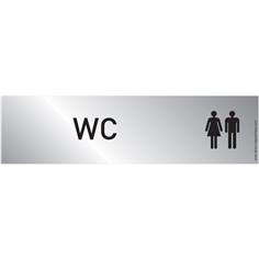 Plaque de porte Plexiglas WC homme/femme - Classique argent