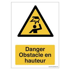 Signalétique Danger W020 - Obstacle en hauteur - ISO EN 7010
